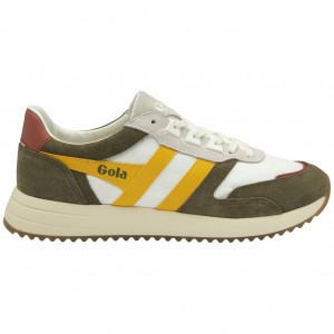 Gola Classics Chicago Sneakers Bílé Hnědožlutý CZ | SRAY-95380