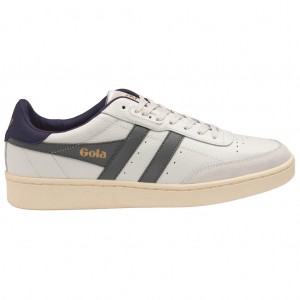 Gola Classics Contact Leather Sneakers Bílé Tmavě Blankyt CZ | INQM-71043