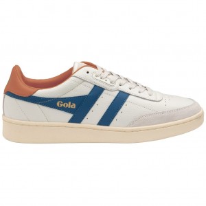 Gola Classics Contact Leather Sneakers Bílé Blankyt Oranžové CZ | YWFQ-80475