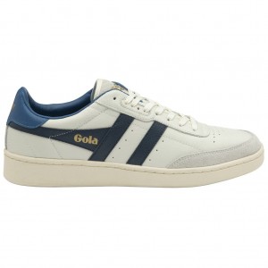 Gola Classics Contact Leather Sneakers Bílé Tmavě Blankyt Blankyt CZ | OZMJ-68490