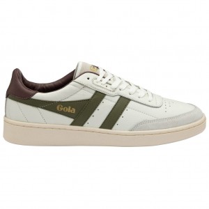 Gola Classics Contact Leather Sneakers Bílé Hnědožlutý Vínové CZ | JTSC-76539