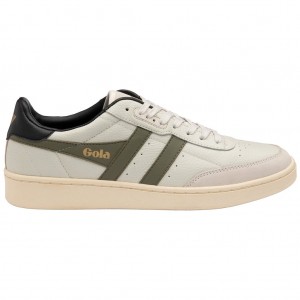 Gola Classics Contact Leather Sneakers Bílé Hnědožlutý Černé CZ | TMEJ-43609