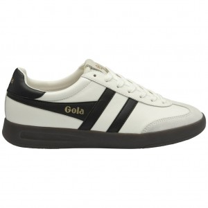 Gola Classics Cyclone Leather Sneakers Bílé Černé Tmavě CZ | SGXC-92486