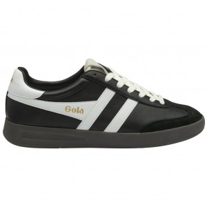 Gola Classics Cyclone Leather Sneakers Černé Bílé Tmavě CZ | TQAE-28739