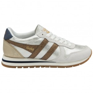 Gola Classics Daytona Blaze Sneakers Bílé Měď Tmavě Blankyt CZ | HGFU-59647