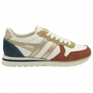 Gola Classics Daytona Quadrant Sneakers Bílé Oranžové Zlaté CZ | FAVH-23681