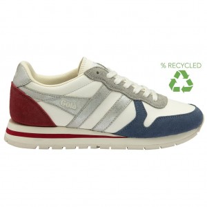 Gola Classics Daytona Quadrant Sneakers Bílé Stříbrné Tmavě Červené CZ | YXKU-03274