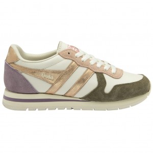 Gola Classics Daytona Quadrant Sneakers Bílé Hnědožlutý Růžové Zlaté CZ | HEZV-74026
