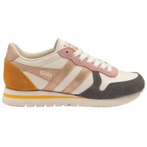 Gola Classics Daytona Quadrant Sneakers Bílé Růžové Zlaté CZ | LQIG-36210