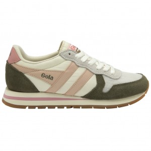 Gola Classics Daytona Sneakers Bílé Hnědožlutý Růžové CZ | YHFJ-08362