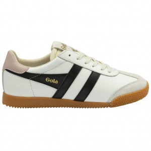 Gola Classics Elan Leather Sneakers Bílé Černé Růžové CZ | UQDC-73461