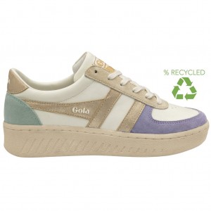 Gola Classics Grandslam Quadrant Sneakers Bílé Levandule Zlaté Zelene CZ | BHUZ-59173