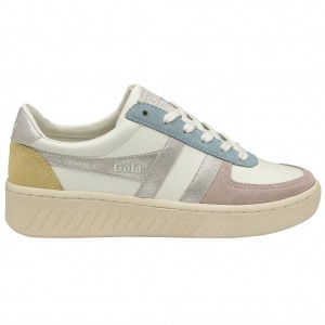 Gola Classics Grandslam Quadrant Sneakers Bílé Stříbrné Citrón CZ | ZVIW-62074