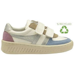 Gola Classics Grandslam Quadrant Strap Sneakers Bílé Stříbrné CZ | DNZE-54012