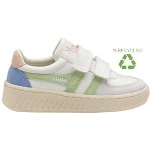 Gola Classics Grandslam Trident Strap Sneakers Bílé Zelene Růžové CZ | YVCH-80574