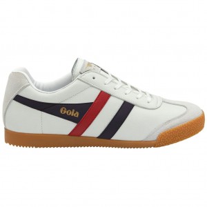 Gola Classics Harrier Leather Sneakers Bílé Tmavě Blankyt Červené CZ | TZHQ-26790