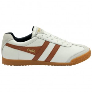 Gola Classics Harrier Leather Sneakers Bílé Oranžové Tmavě Blankyt CZ | DIVB-19508