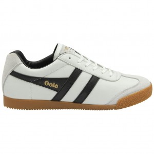 Gola Classics Harrier Leather Sneakers Bílé Černé Černé CZ | COFJ-26458