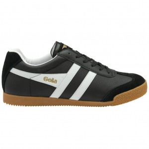 Gola Classics Harrier Leather Sneakers Černé Bílé Bílé CZ | YPCT-29865