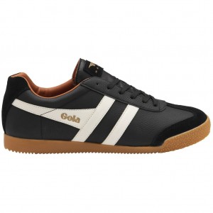 Gola Classics Harrier Leather Sneakers Černé Bílé Oranžové CZ | BYFP-17395