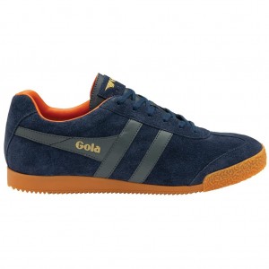 Gola Classics Harrier Suede Sneakers Tmavě Blankyt Oranžové CZ | PBGN-57421