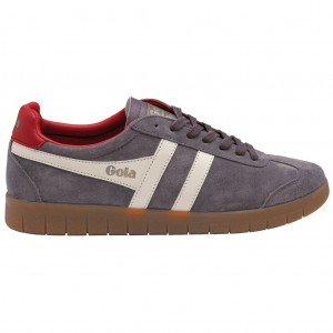 Gola Classics Hurricane Suede Sneakers Bílé Tmavě Červené CZ | UWCN-61385
