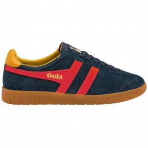 Gola Classics Hurricane Suede Sneakers Tmavě Blankyt Červené CZ | MEVY-38092