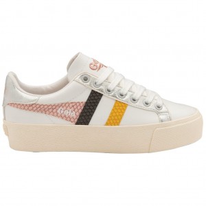 Gola Classics Orchid Platform Trident Snake Sneakers Bílé Růžové CZ | EHUA-30869