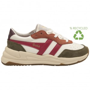Gola Classics Saturn Quadrant Sneakers Bílé Hnědožlutý CZ | VHFU-89172
