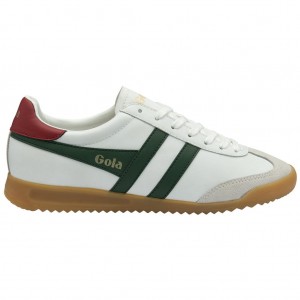 Gola Classics Torpedo Leather Sneakers Bílé Tmavě Červené CZ | BJWF-29683