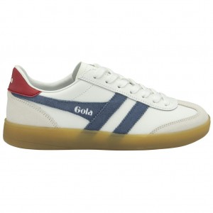 Gola Classics Viper Leather Sneakers Bílé Tmavě Červené CZ | UFMY-78024
