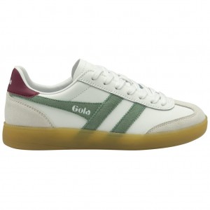 Gola Classics Viper Leather Sneakers Bílé Zelene CZ | QXTW-26701