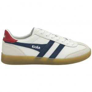 Gola Classics Viper Leather Sneakers Bílé Tmavě Červené CZ | ZPIW-41530