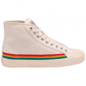 Gola Vegan Classics Coaster High Rainbow Drop Shoes Bílé CZ | NRQJ-92856