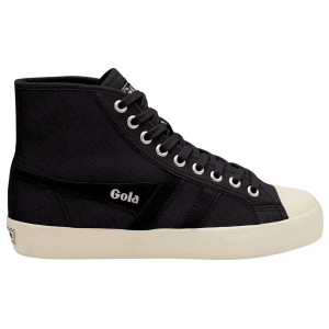 Gola Vegan Classics Coaster High Sneakers Černé Bílé CZ | OJXH-70534