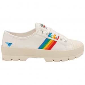 Gola Vegan Classics Coaster Peak Rainbow Shoes Bílé CZ | OGBE-46103