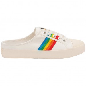 Gola Vegan Classics Coaster Rainbow Mule Plimsolls Shoes Bílé CZ | IKBF-21640