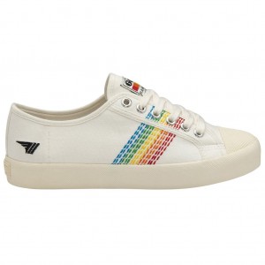 Gola Vegan Classics Coaster Rainbow Stitch Shoes Bílé CZ | MILW-09536