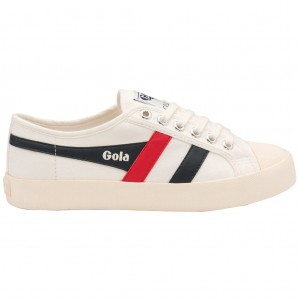Gola Vegan Classics Coaster Shoes Bílé Tmavě Blankyt Červené CZ | MFAJ-30194