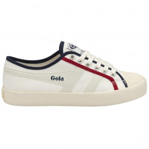 Gola Vegan Classics Coaster Smash Shoes Bílé Tmavě Blankyt Tmavě Červené CZ | BPDR-86241