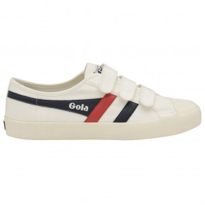 Gola Vegan Classics Coaster Strap Sneakers Bílé Tmavě Blankyt Červené CZ | MPCG-52480