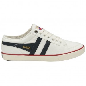 Gola Vegan Classics Comet Plimsoll Sneakers Bílé Tmavě Blankyt Červené CZ | FCVH-39726