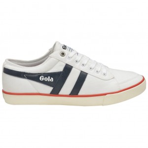 Gola Vegan Classics Comet Plimsoll Sneakers Bílé Tmavě Blankyt Červené CZ | EUGV-65124