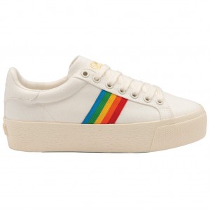 Gola Vegan Classics Orchid Platform Rainbow Shoes Bílé CZ | ZMAY-13720