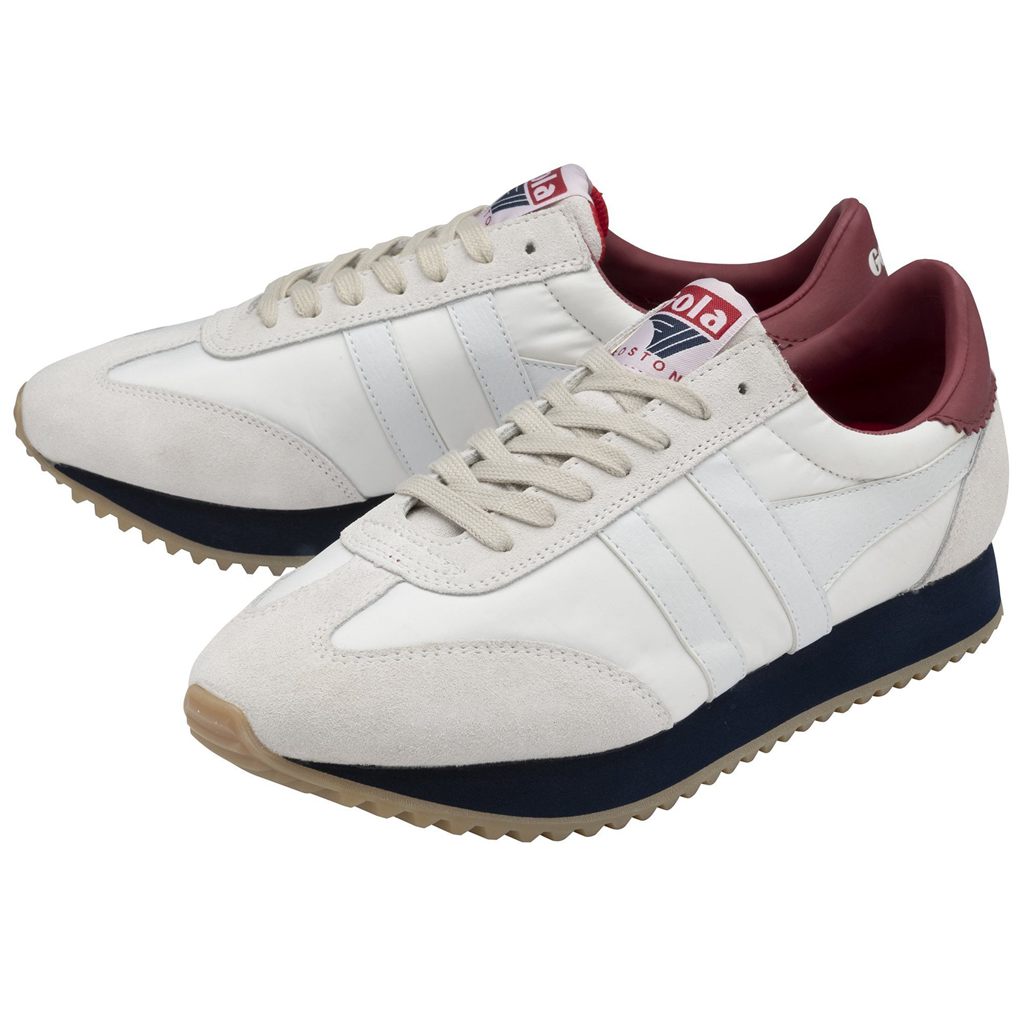 Gola Classics Boston '78 Sneakers Bílé Tmavě Blankyt Tmavě Červené CZ | DOSZ-96841
