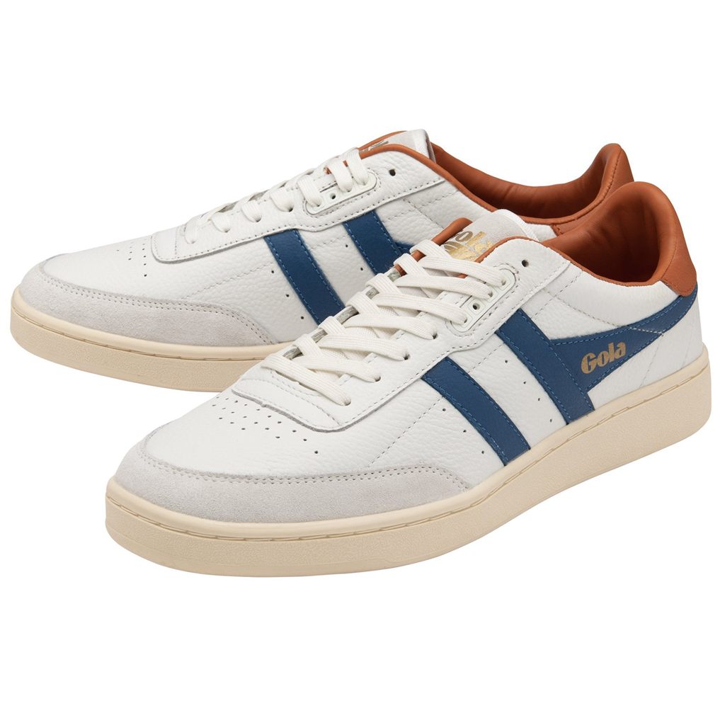 Gola Classics Contact Leather Sneakers Bílé Blankyt Oranžové CZ | YWFQ-80475