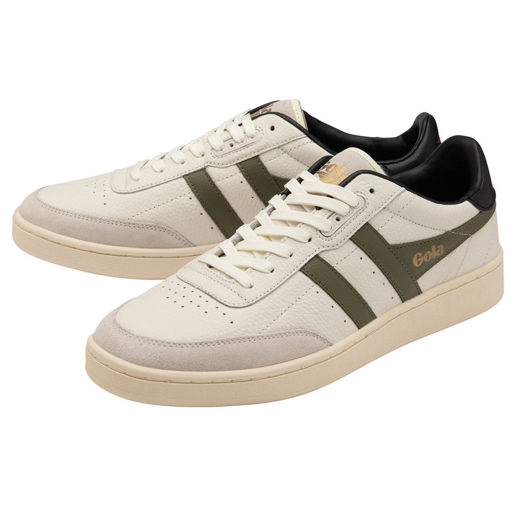 Gola Classics Contact Leather Sneakers Bílé Hnědožlutý Černé CZ | TMEJ-43609