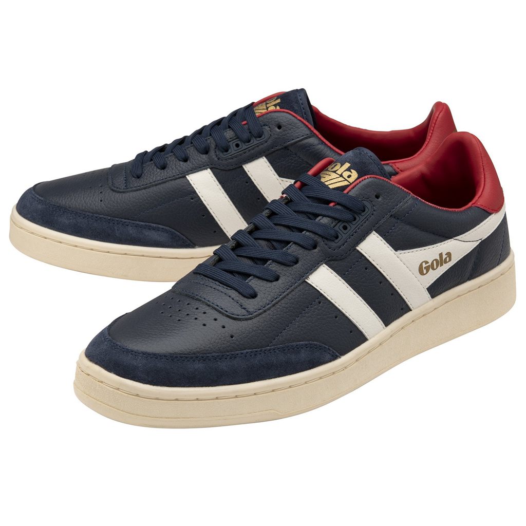 Gola Classics Contact Leather Sneakers Tmavě Blankyt Bílé Tmavě Červené CZ | IOKB-80532