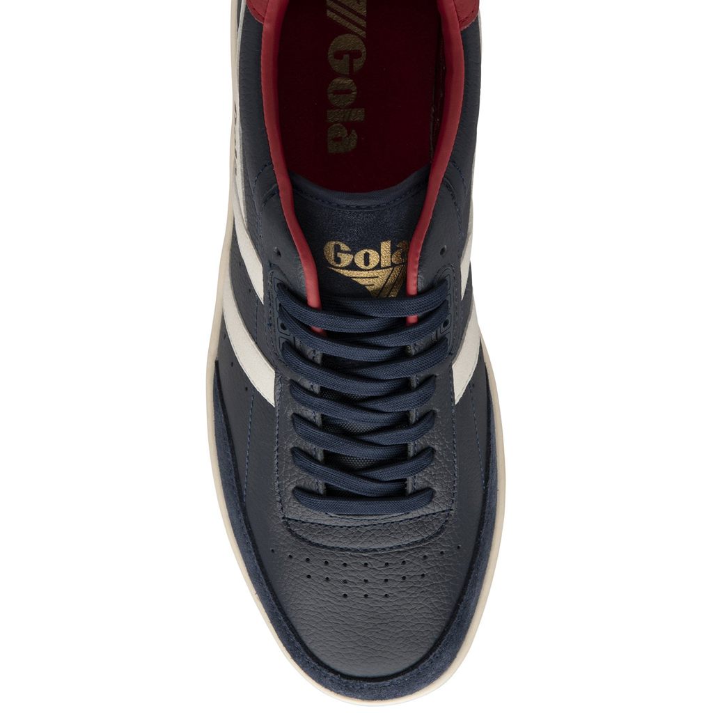 Gola Classics Contact Leather Sneakers Tmavě Blankyt Bílé Tmavě Červené CZ | IOKB-80532