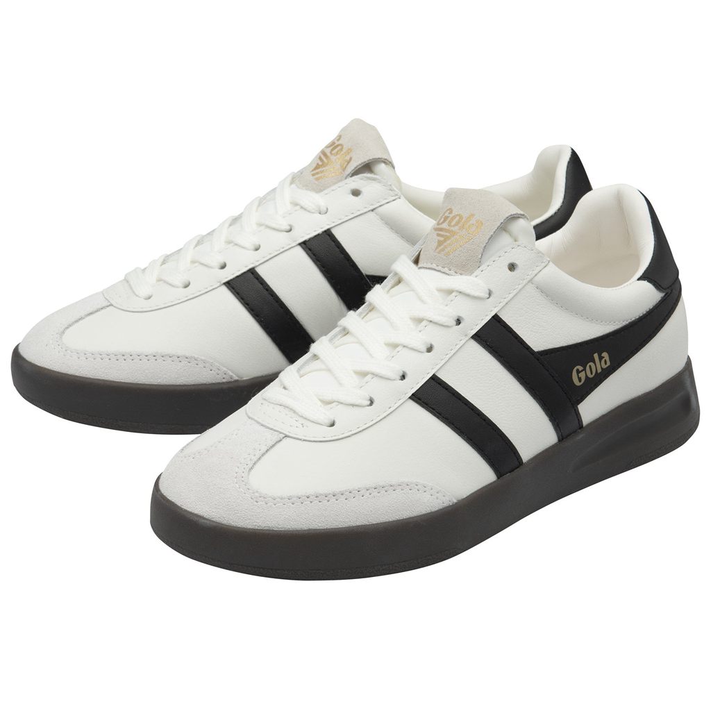 Gola Classics Cyclone Leather Sneakers Bílé Černé Tmavě CZ | SGXC-92486